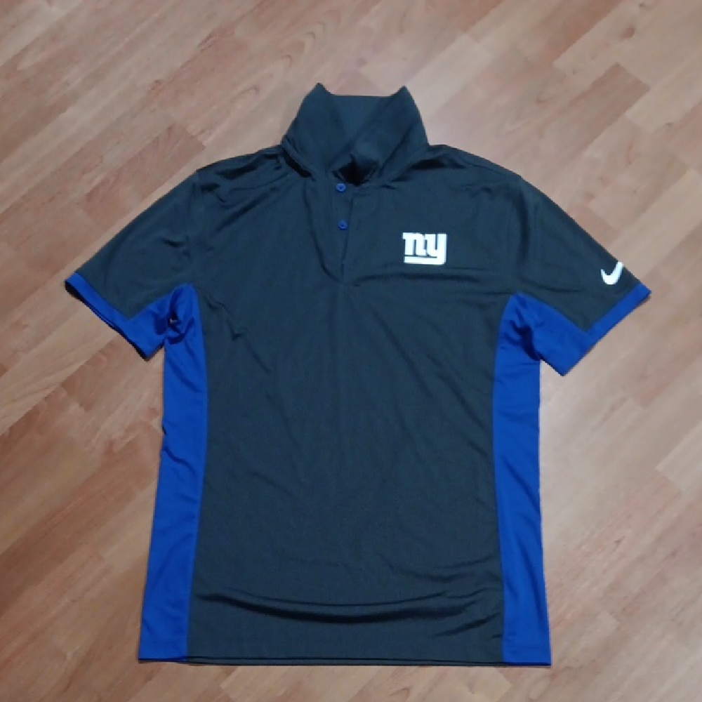 Nike Men's New York Giants Black and Blue Polo Shirt